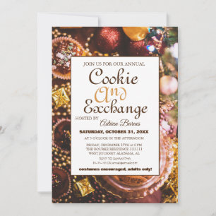 Convite Festa de Natal do Elegante Script Cookie Exchange