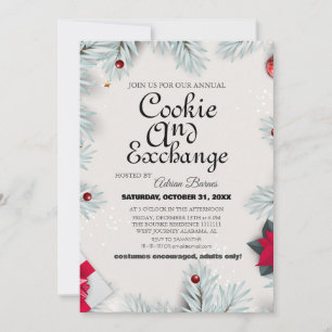 Convite Festa de Natal do Elegante Script Cookie Exchange