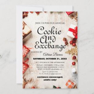 Convite Festa de Natal do Elegante Script Cookie Exchange