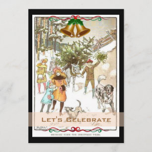 Convite Festa de Natal do feriado do Victorian do vintage