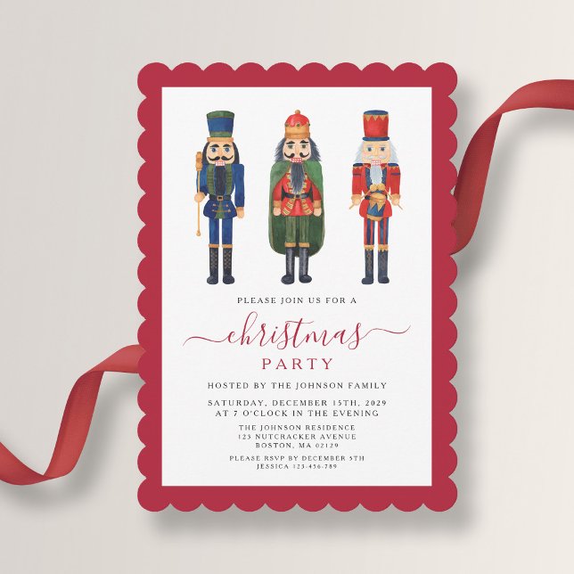 Convite Festa de Natal do Festivo Nutcracker (Elegant Festive Nutcracker Christmas Party Invitation)