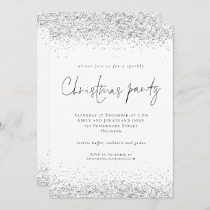 Convite Festa de Natal do Glam Silver Glitter Script