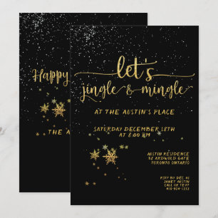 Convite Festa de Natal do Jingle Mingle Black Dourado