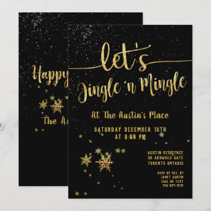 Convite Festa de Natal do Jingle Mingle Black Dourado