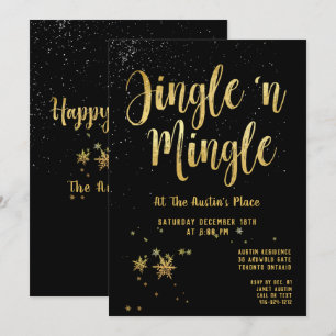 Convite Festa de Natal do Jingle Mingle Black Dourado