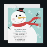 Convite Festa de Natal do Jolly Snowman<br><div class="desc">Convite com um bonitinho de neve cercado por flocos de neve. © Mood 4 Cute</div>