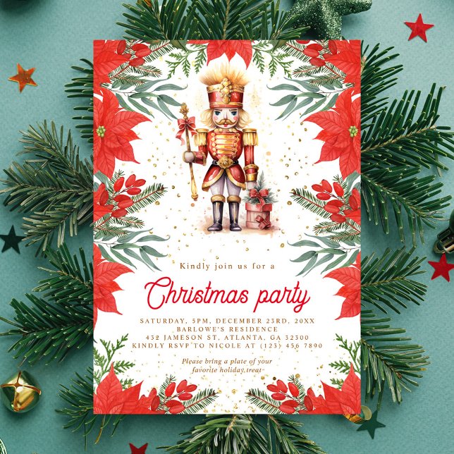 Convite Festa de Natal do Nutcracker Holiday Greenery (Nutcracker Greenery Christmas Party Invitation)