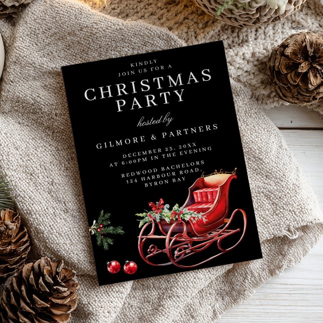 Convite Festa de Natal do Office no Red Papais noeis Sleig (Criador carregado)