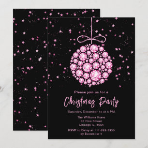 Convite Festa de Natal do Ornament Glam Pink