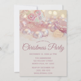 Convite Festa de Natal do Ornamento Cinza Rosa