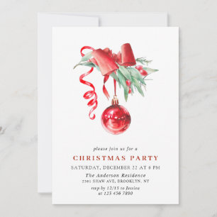 Convite Festa de Natal do Ornamento de Aquarelas