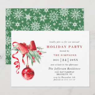 Convite Festa de Natal do Ornamento de Aquarelas