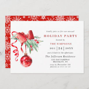 Convite Festa de Natal do Ornamento de Aquarelas