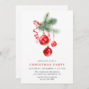 Convite Festa de Natal do Ornamento de Aquarelas