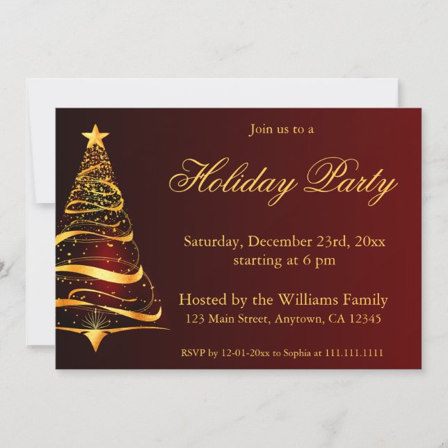 Convite Festa de Natal do Ouro Elegante (Frente)