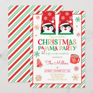 Convite Festa de Natal do Pajama Feriado Vermelho Festa Pa