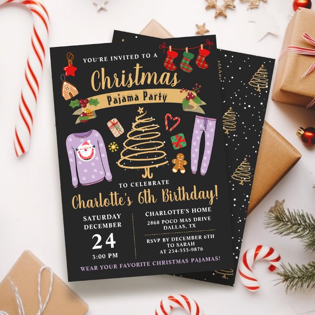 Convite Festa de Natal do Pajama Raparigas Dormem no Anive (Criador carregado)