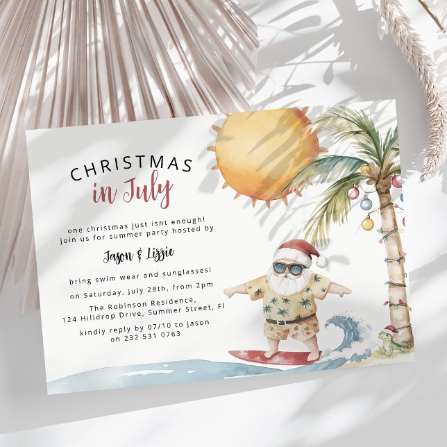 Convite Festa de Natal do Papai Noel de Verão em Julho (Criador carregado)