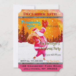 Convite Festa de Natal do Papai Noel, Rosa Festivo,