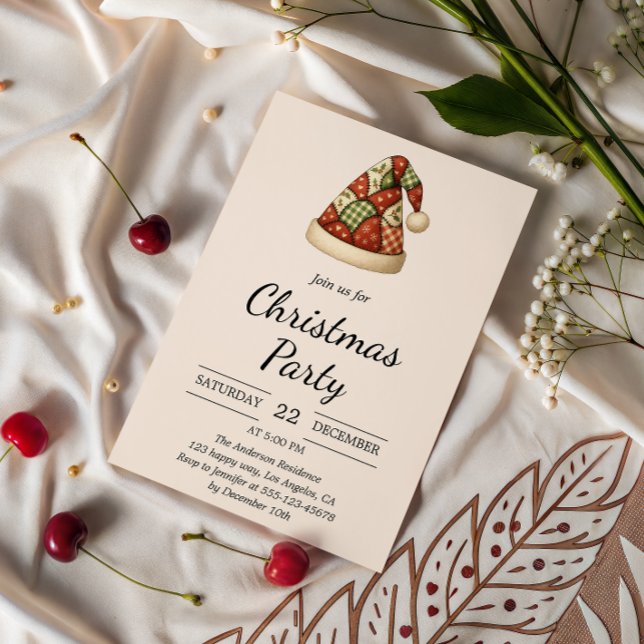 Convite Festa de Natal do Papai Noel Russo Patchwork (Criador carregado)