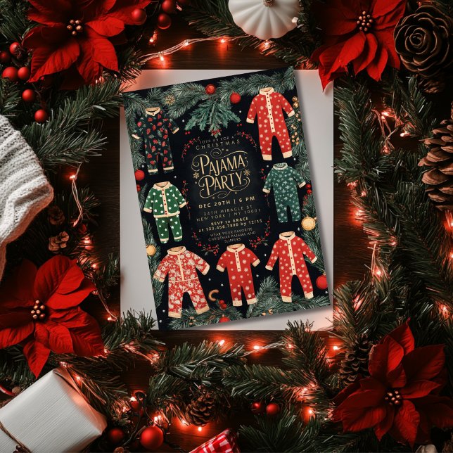 Convite Festa de Natal do Partido Pajama Feriado Pajama (Criador carregado)