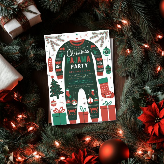 Convite Festa de Natal do Partido Pajama Feriado para Cria (Criador carregado)