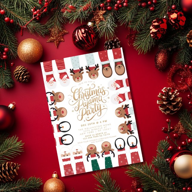 Convite Festa de Natal do Partido Pajama Kids Holiday (Criador carregado)