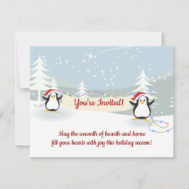 Convite Festa de Natal do Pinguins de inverno Férias de Ce