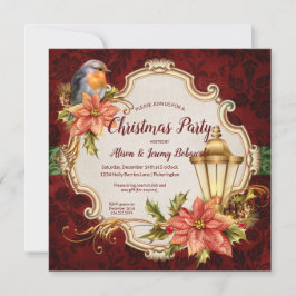 Convite Festa de Natal do pisco de peito vermelho & da