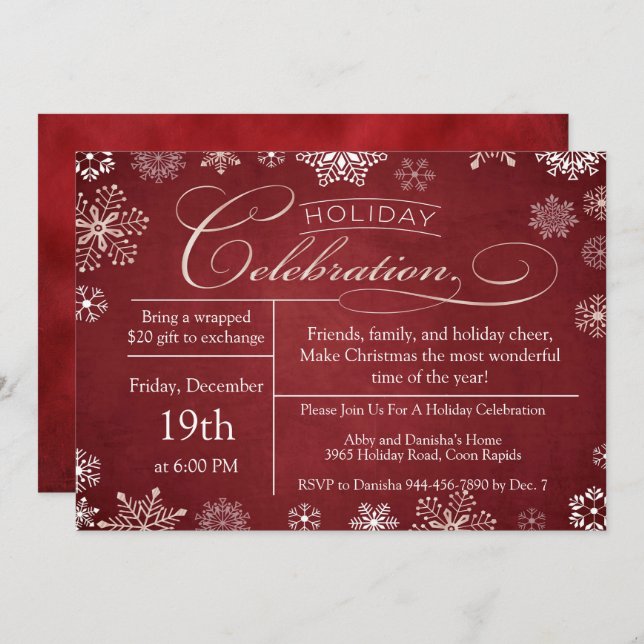 Convite Festa de Natal do Quadro Vermelho (Frente/Verso)