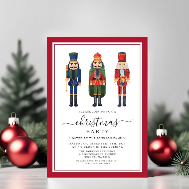 Convite Festa de Natal do Quebra-Nozes Fofo  (Cute Nutcracker Christmas Party Invitation)