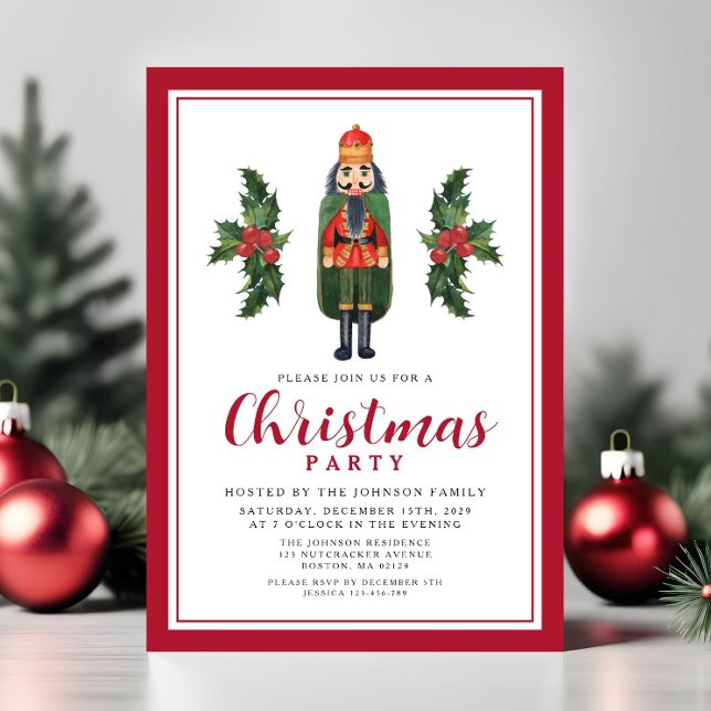 Convite Festa de Natal do Quebra-Nozes Vermelho (Red Nutcracker Christmas Party Invitation
)