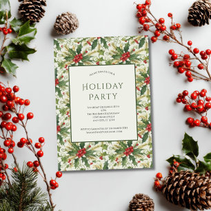 Convite Festa de Natal do Red Berries Green Holly