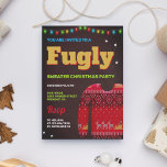 Convite Festa de Natal do Red Funny Fugly Ugly<br><div class="desc">Incomode seus convidados com este divertido convite de festas de Natal com um suéter tricotado com tipografia vibrante sobre fundo de quadro. Basta adicionar os detalhes do seu evento neste modelo fácil de usar para torná-lo um convite de tipo único. Sacudir a carta para revelar um padrão de camisola de...</div>