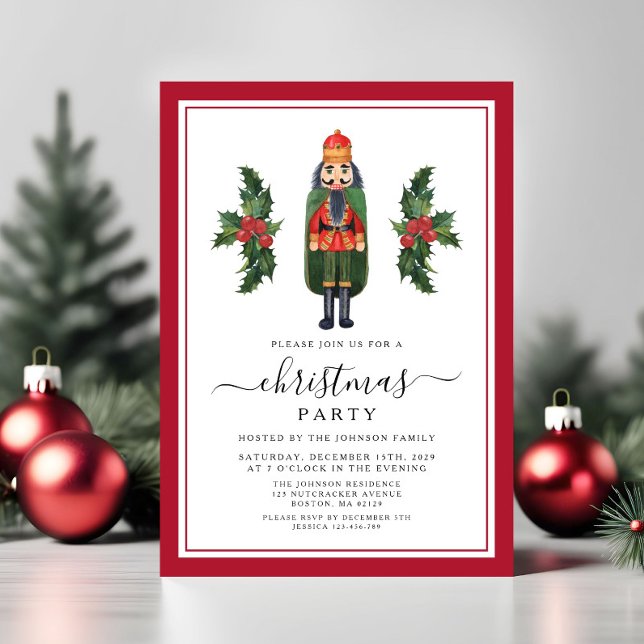 Convite Festa de Natal do Red Nutcracker (Red Nutcracker Christmas Party Invitation)