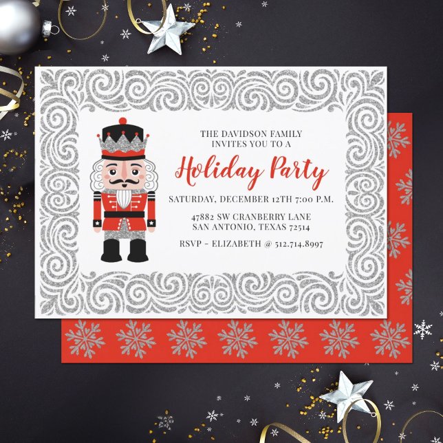Convite Festa de Natal do Red Nutcracker (A festive and elegant Holiday party invitation. Great for a family or the workplace.)