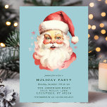 Convite Festa de Natal do Retro Papai Noel<br><div class="desc">Convide seus convidados para uma festa festiva com este Convite de festas de Natal Blue Vintage Retro Santa Claus. Apresentando um belo e vítreo Papai noel de aquarelas, este clássico design expele encanto e sofisticação. Perfeito para uma reunião de feriados, o convite permite personalizar com os detalhes do evento, criando...</div>