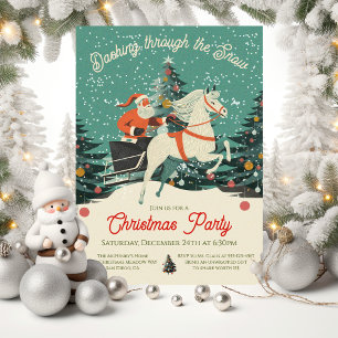 Convite Festa de Natal do Retro Papais noeis Sleigh