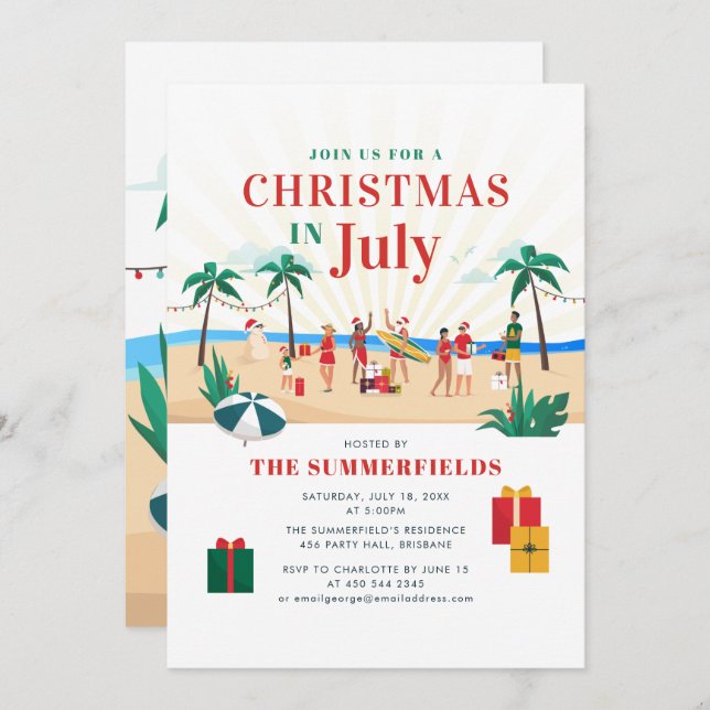 Convite Festa de Natal do Verão na Reunião Familiar de jul (Frente/Verso)