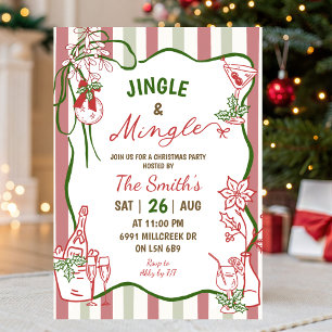 Convite Festa de Natal Doodle Manuscrito Jingle Mingle