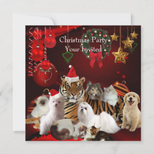 Convite Festa de Natal dos Animais de Estimação Xmas Tigre