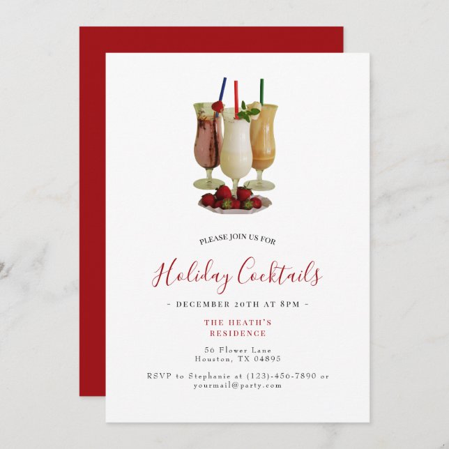 Convite Festa de Natal dos Cocktails Feriados (Frente/Verso)