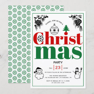 Convite Festa de Natal dos elementos Vintage