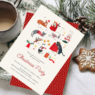 Convite Festa de Natal dos Gatos Fofos de Natal 
