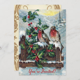 Convite Festa de Natal dos pássaros do feriado do