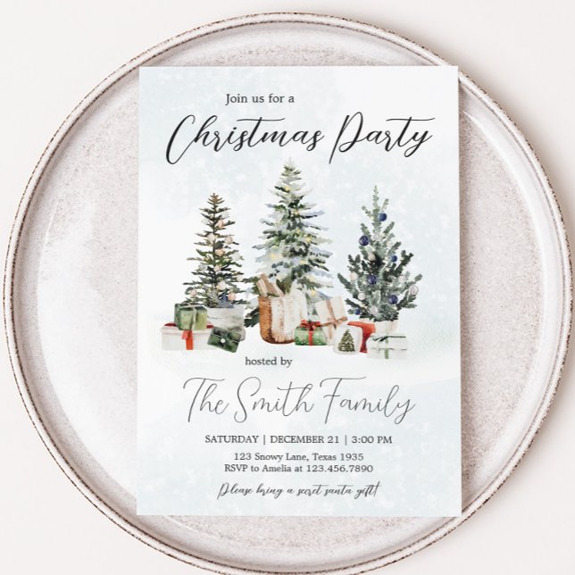 Convite Festa de Natal dos Pintores de inverno (Winter Wonderland Pine Tree Christmas Party Invitation )