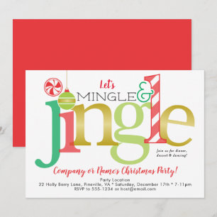 Convite Festa de Natal Dourada de Férias Mingle e Jingle R