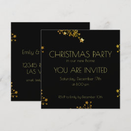 Convite Festa de Natal - Douradas e Decorativas Estrelas d