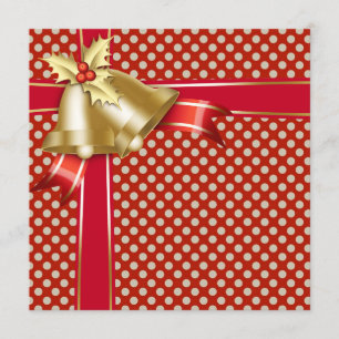 Convite Festa de Natal Dourado vermelha do ponto