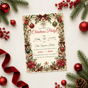 Convite Festa de Natal Elegante Art Nouveau